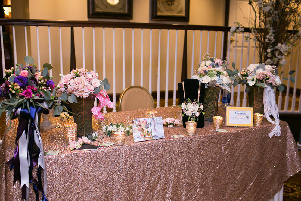 petal pushers wedding flower display table