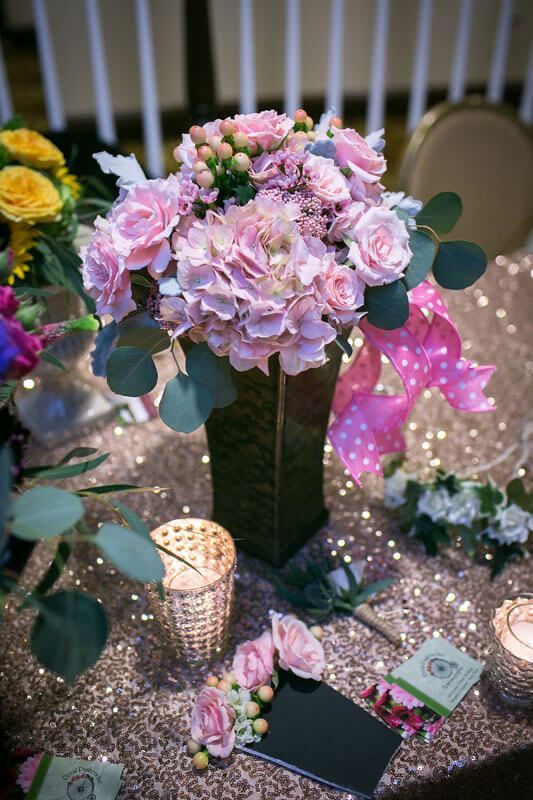 petal pushers wedding flower display table