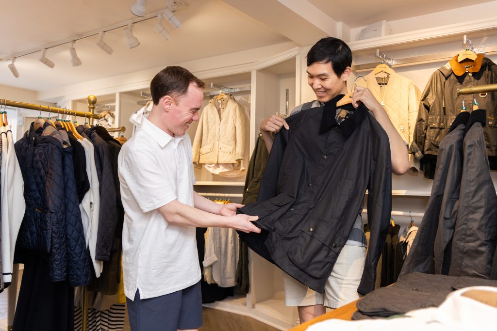 Couple shopping at Barbour