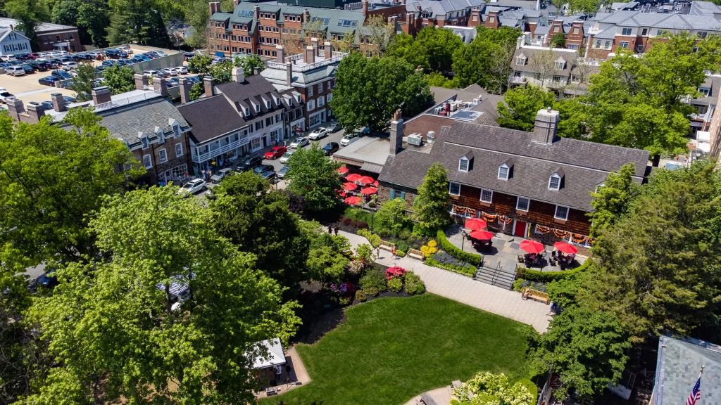 aerial view of hotel and palmer square west