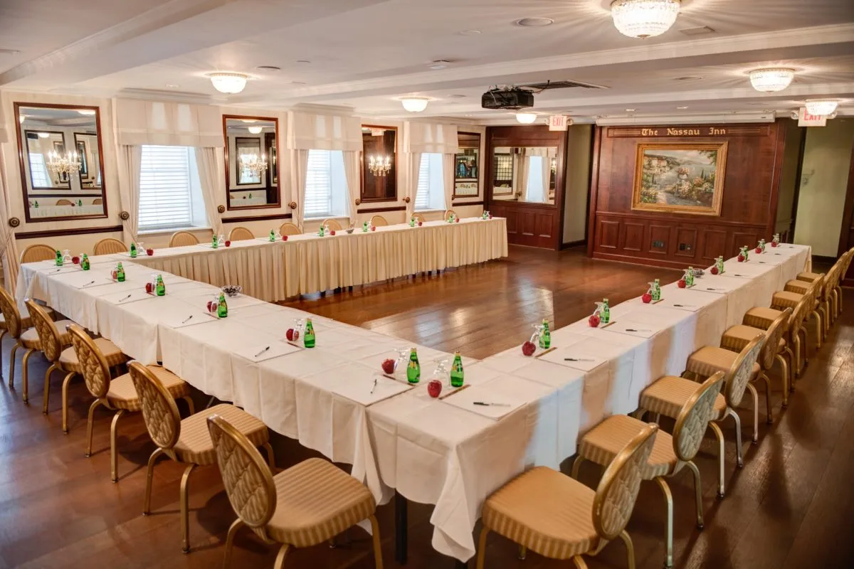 inside meeting room set up in the Palmer Room inside banquet room