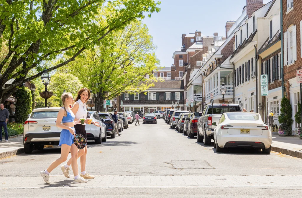Girls walking around Palmer Square