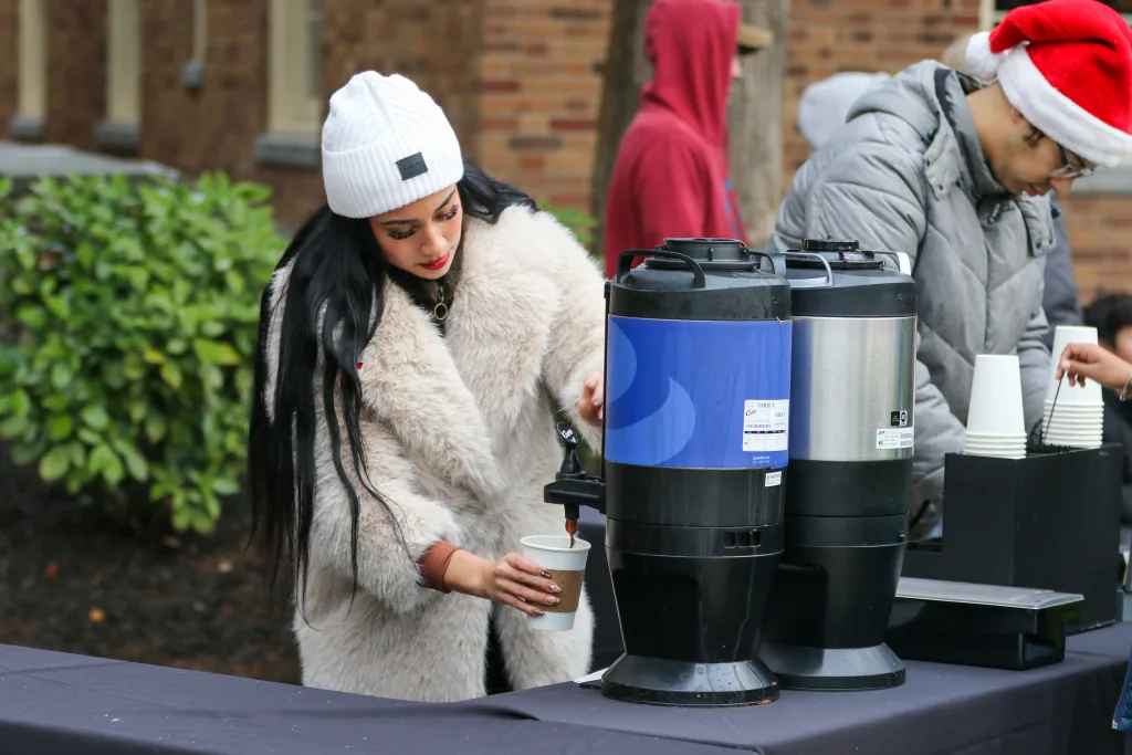 tree lighting hot cocoa stand