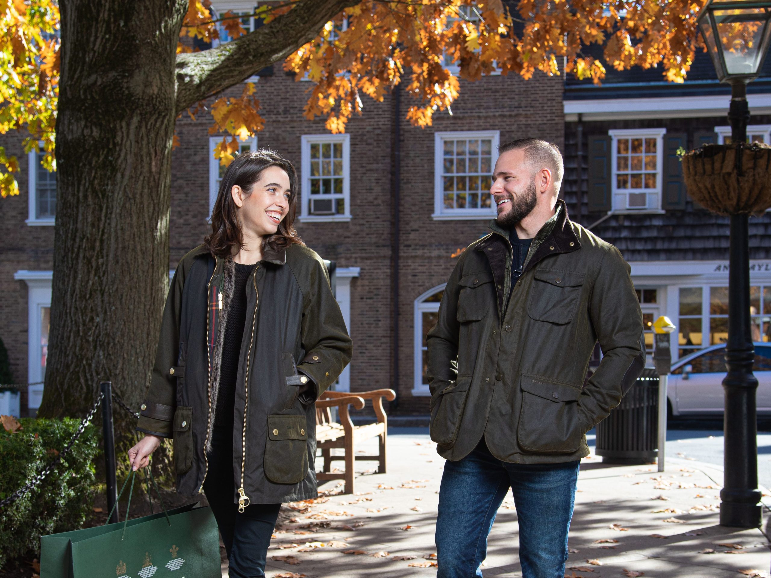 Fall in Princeton couple shopping 