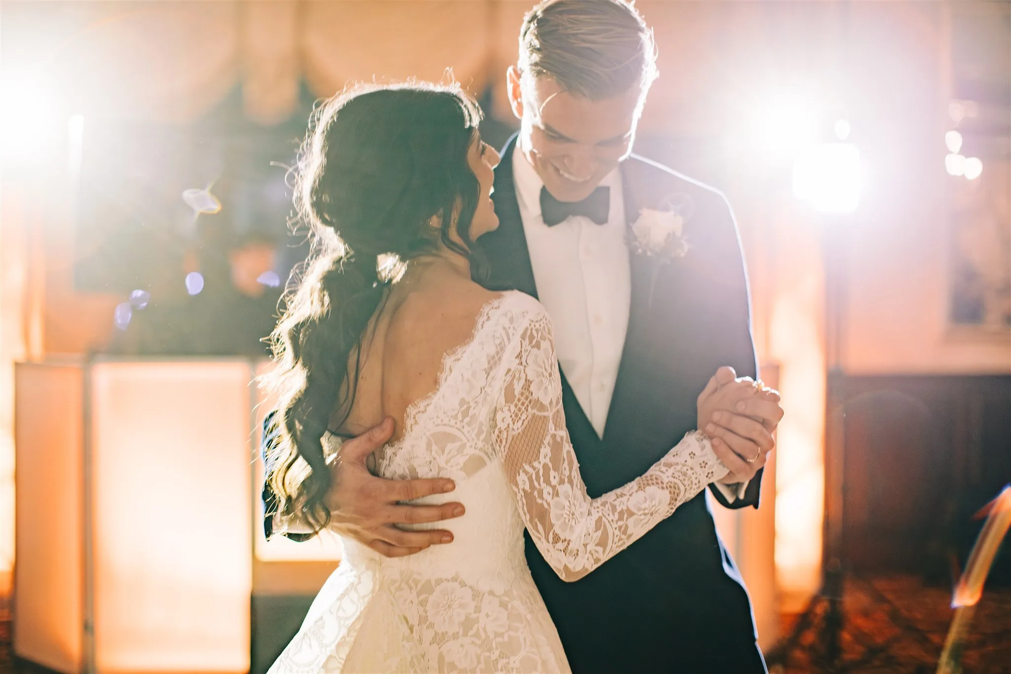 First wedding dance in ballroom