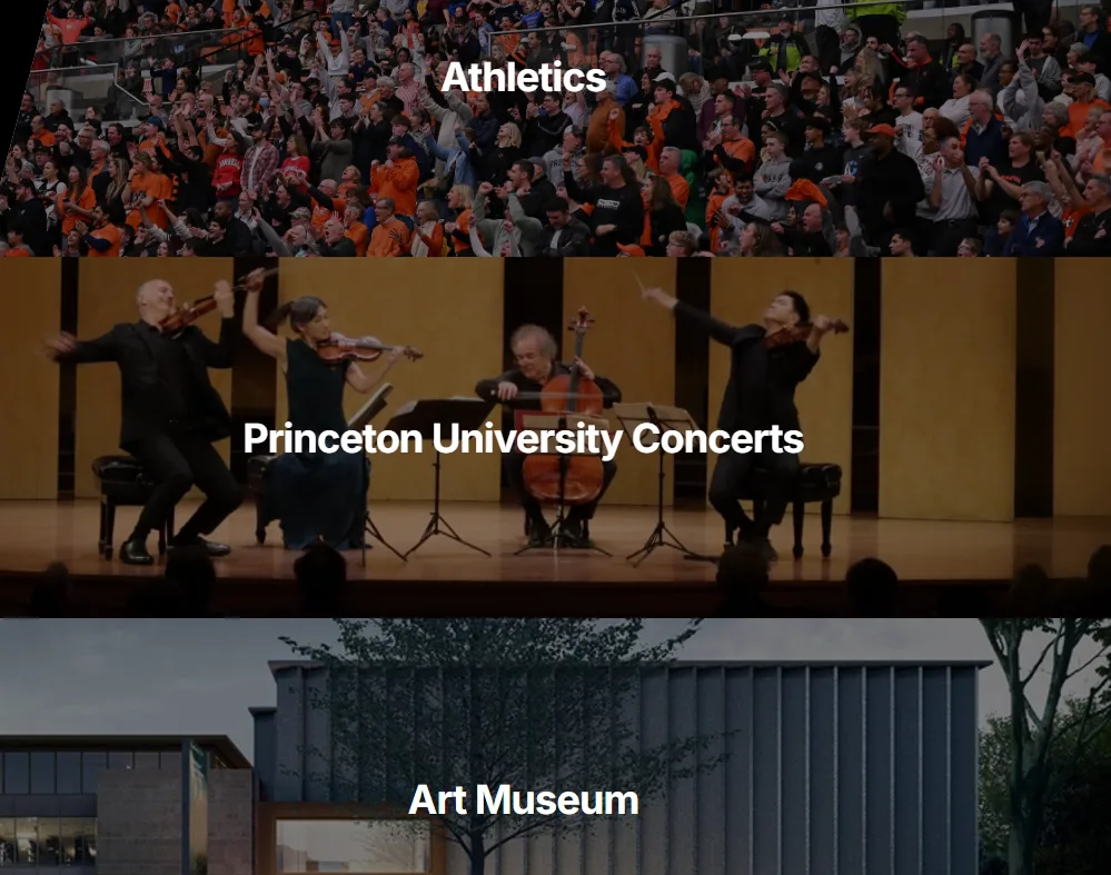 Princeton University ticketing page